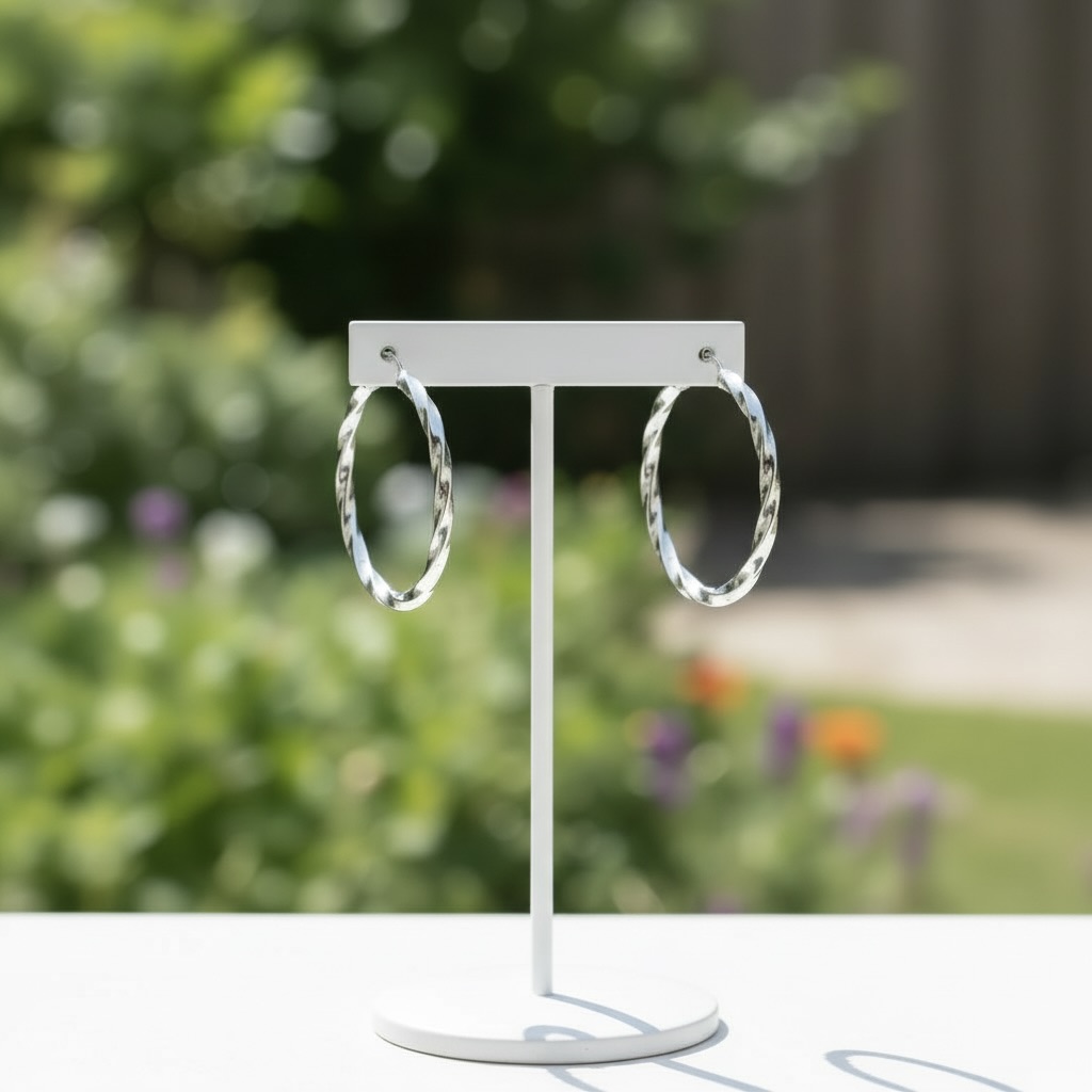 Sterling Silver 925 Twisted Hoop Earrings "Eira" - Image 2