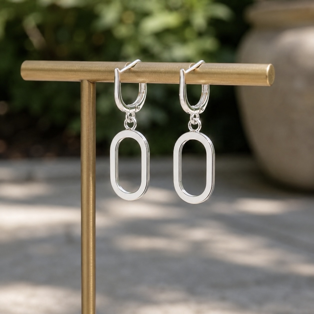 Sterling Silver 925 Open Oval Drop Earrings "Cadence" - Image 2