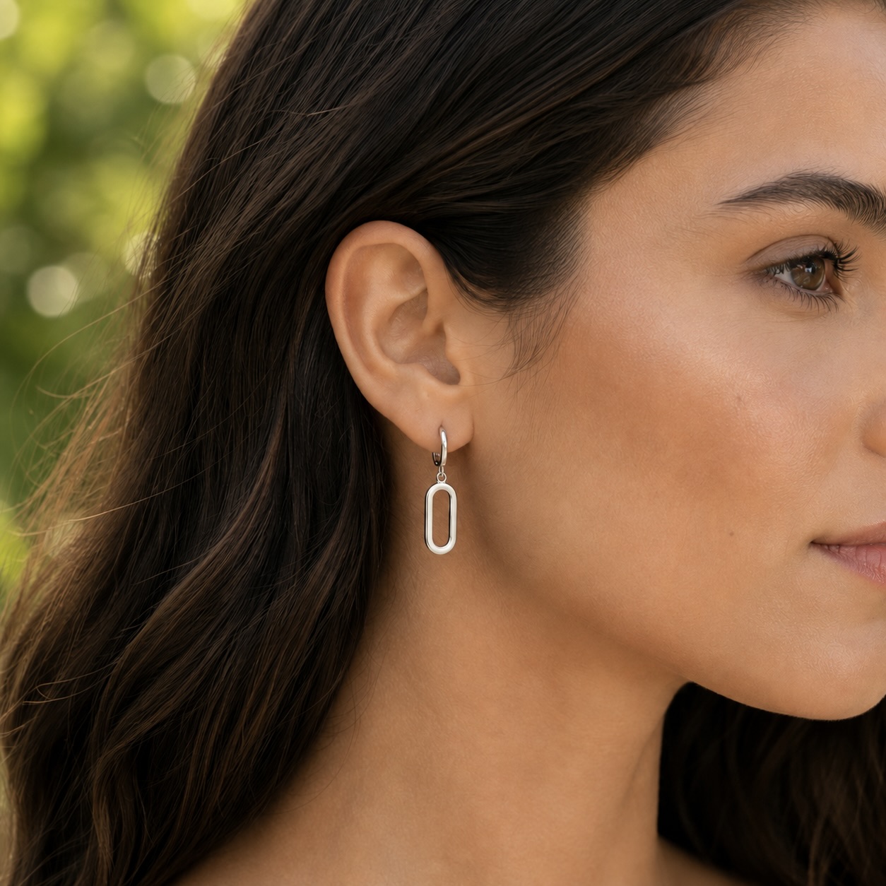 Sterling Silver 925 Open Oval Drop Earrings "Cadence" - Image 3