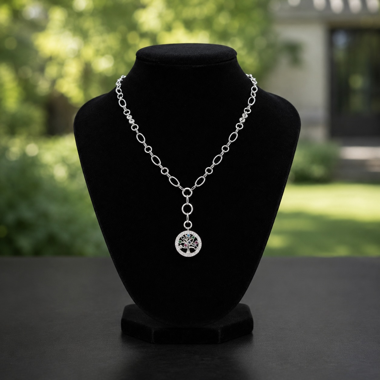 Sterling Silver 925 Tree of Life CZ Chain Necklace "Genesis" - Image 2