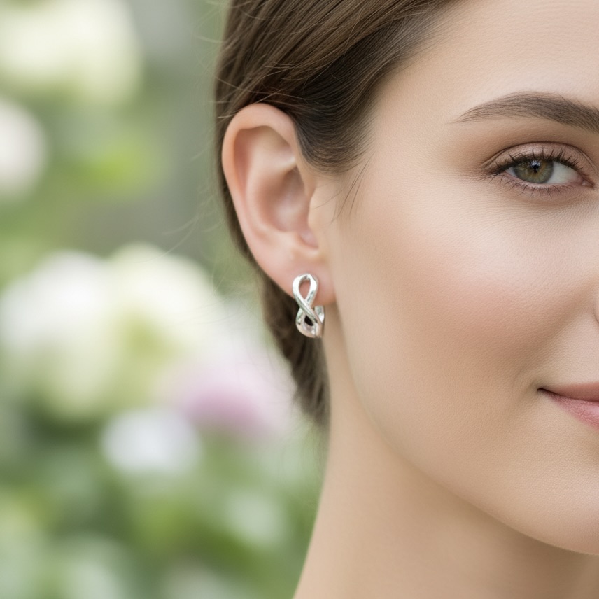 Sterling Silver 925 Infinity Symbol Hoop Earrings "Eterna" - Image 3