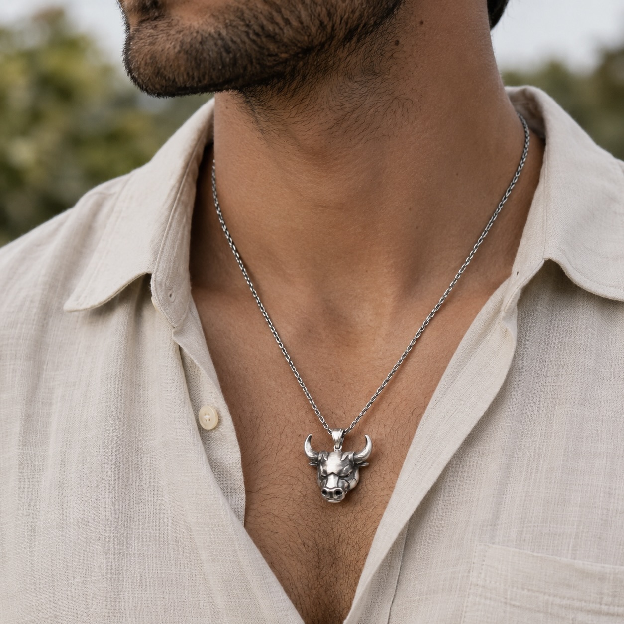 Sterling Silver 925 Bull Head CZ Pendant "Taurus" - Image 4