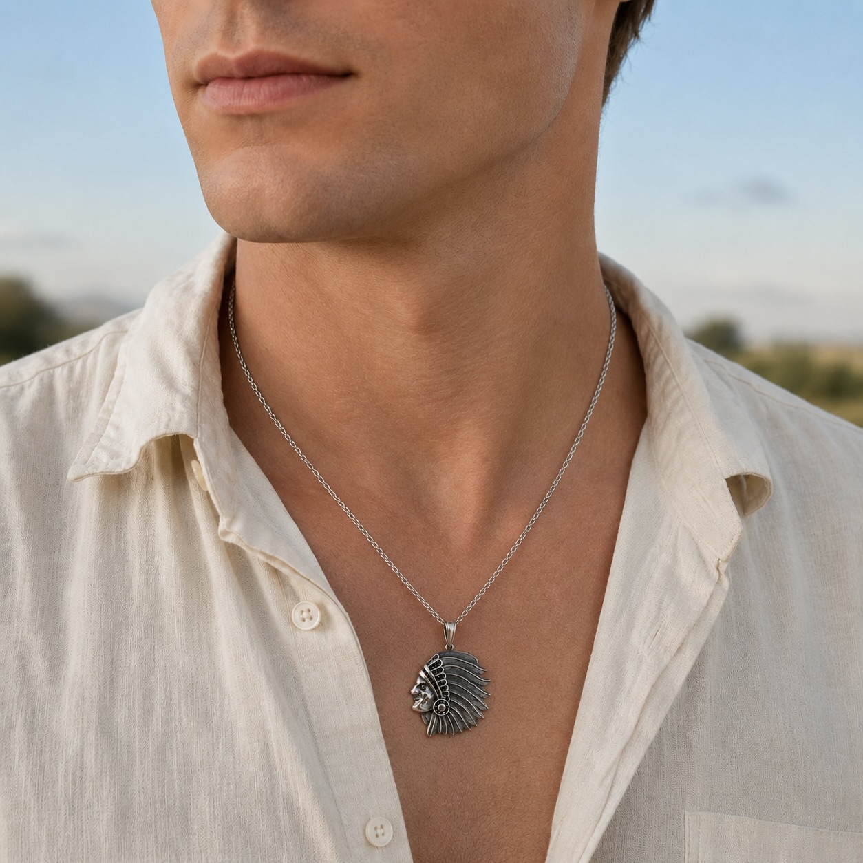 Sterling Silver 925 Native American Pendant "Spirit" - Image 4
