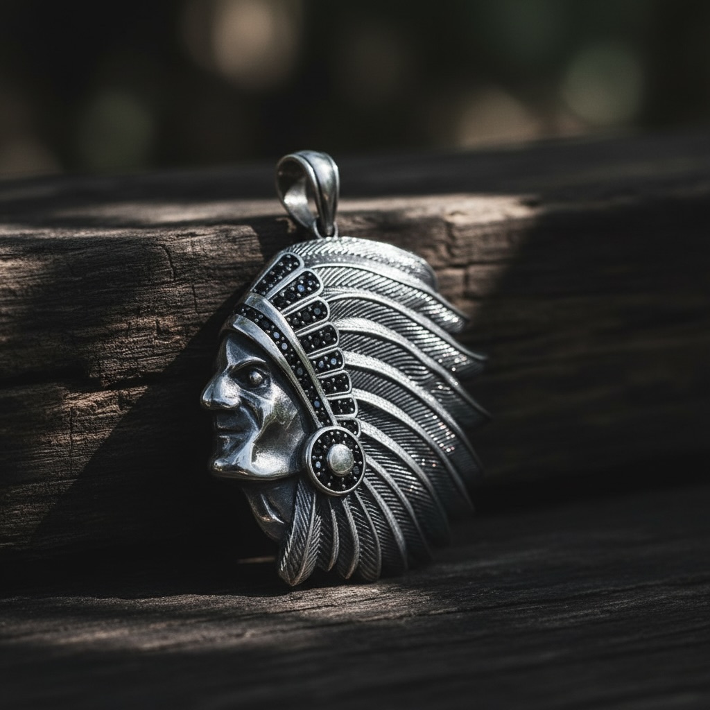 Sterling Silver 925 Native American Pendant "Spirit" - Image 2