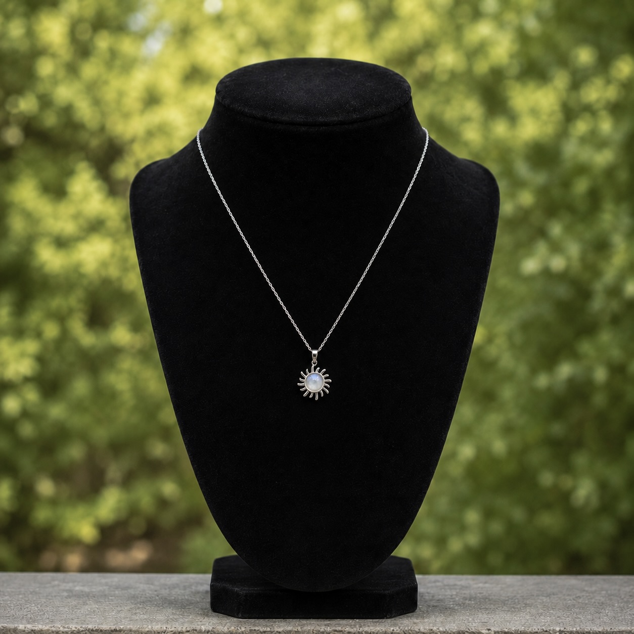 Sterling Silver 925 Moonstone Sun Charm Necklace Pendant "Alexia" - Image 2