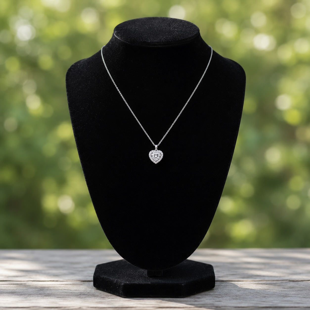 Sterling Silver 925 Halo Heart CZ Charm Necklace Pendant "Ore" - Image 2