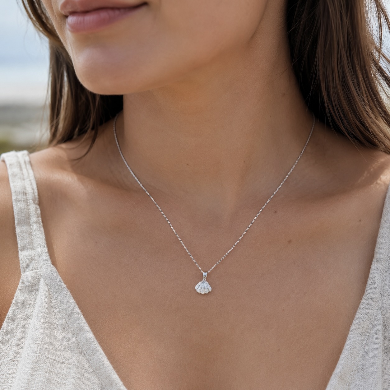 Sterling Silver 925 Pearl Seashell Charm Necklace Pendant "Moana" - Image 3