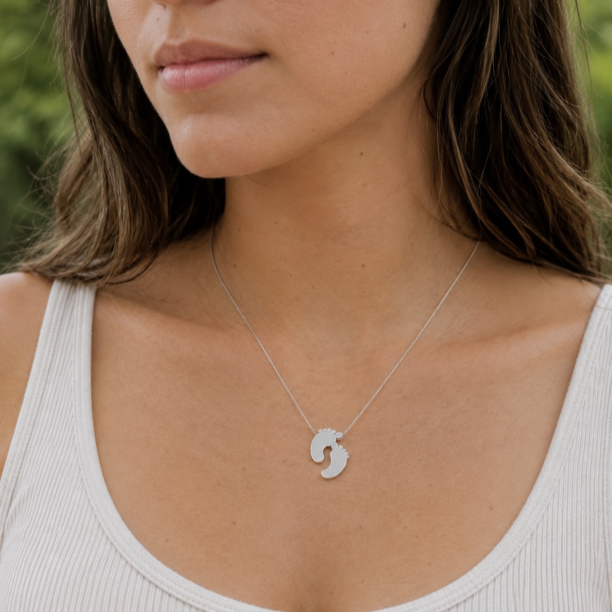 Sterling Silver 925 Baby Feet Charm Necklace Pendant "Little Me" - Image 3