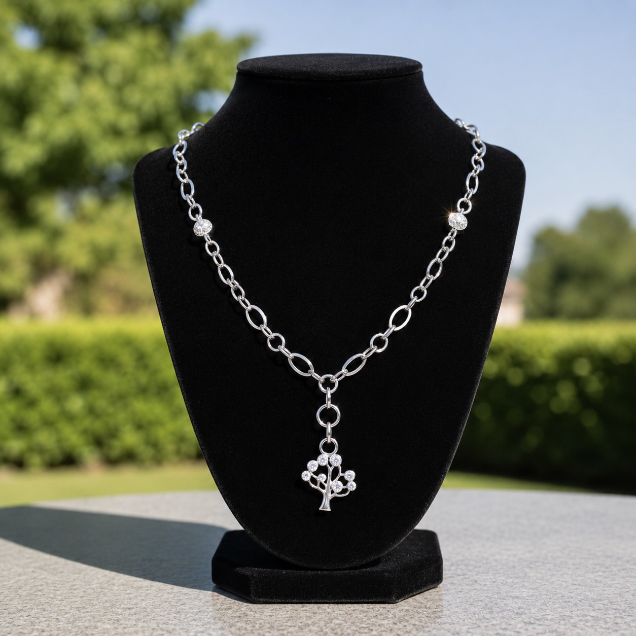 Sterling Silver 925 Tree of Life CZ Chain Necklace "Arbor" - Image 2