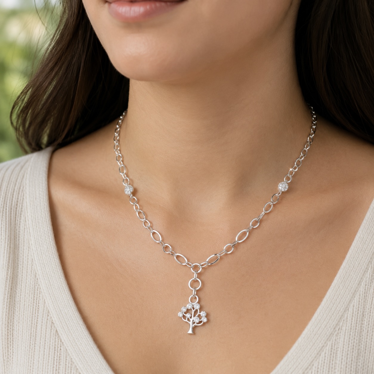 Sterling Silver 925 Tree of Life CZ Chain Necklace "Arbor" - Image 3