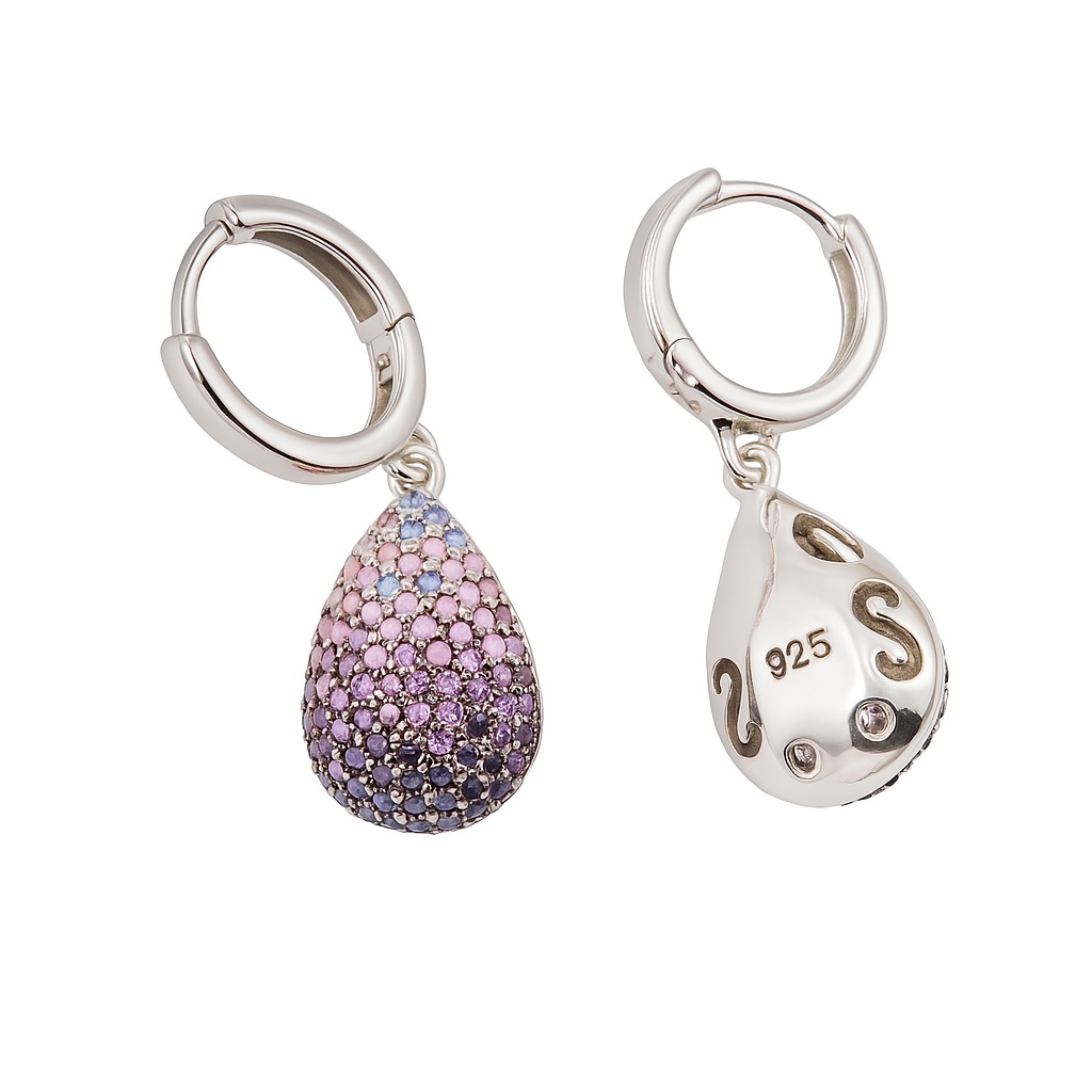 Sterling Silver 925 Huggie Hoop Earrings "Lilla" - Image 4