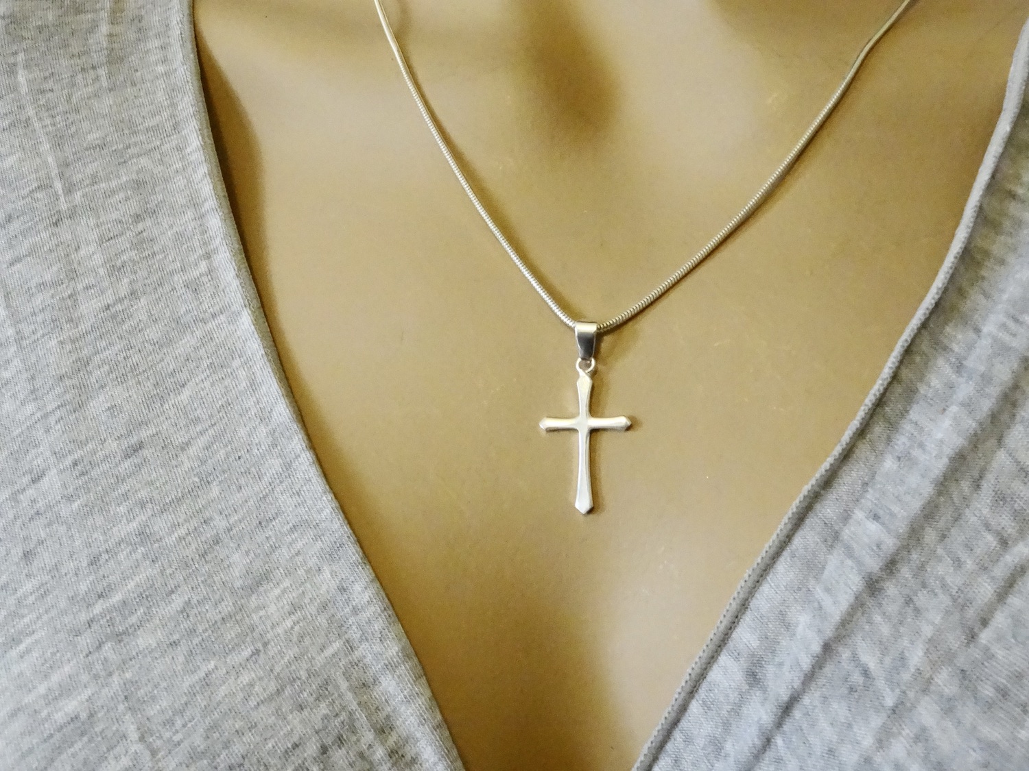 Sterling Silver 925 Cross Pendant "Simple Grace" - Silver Image 4