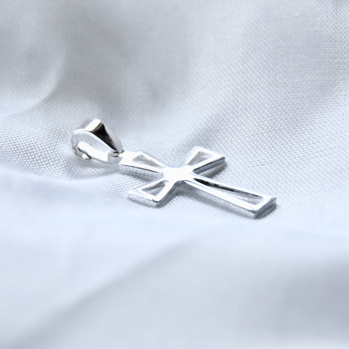 Sterling Silver 925 Open Work Cross Pendant "Airy" - Silver Image 4