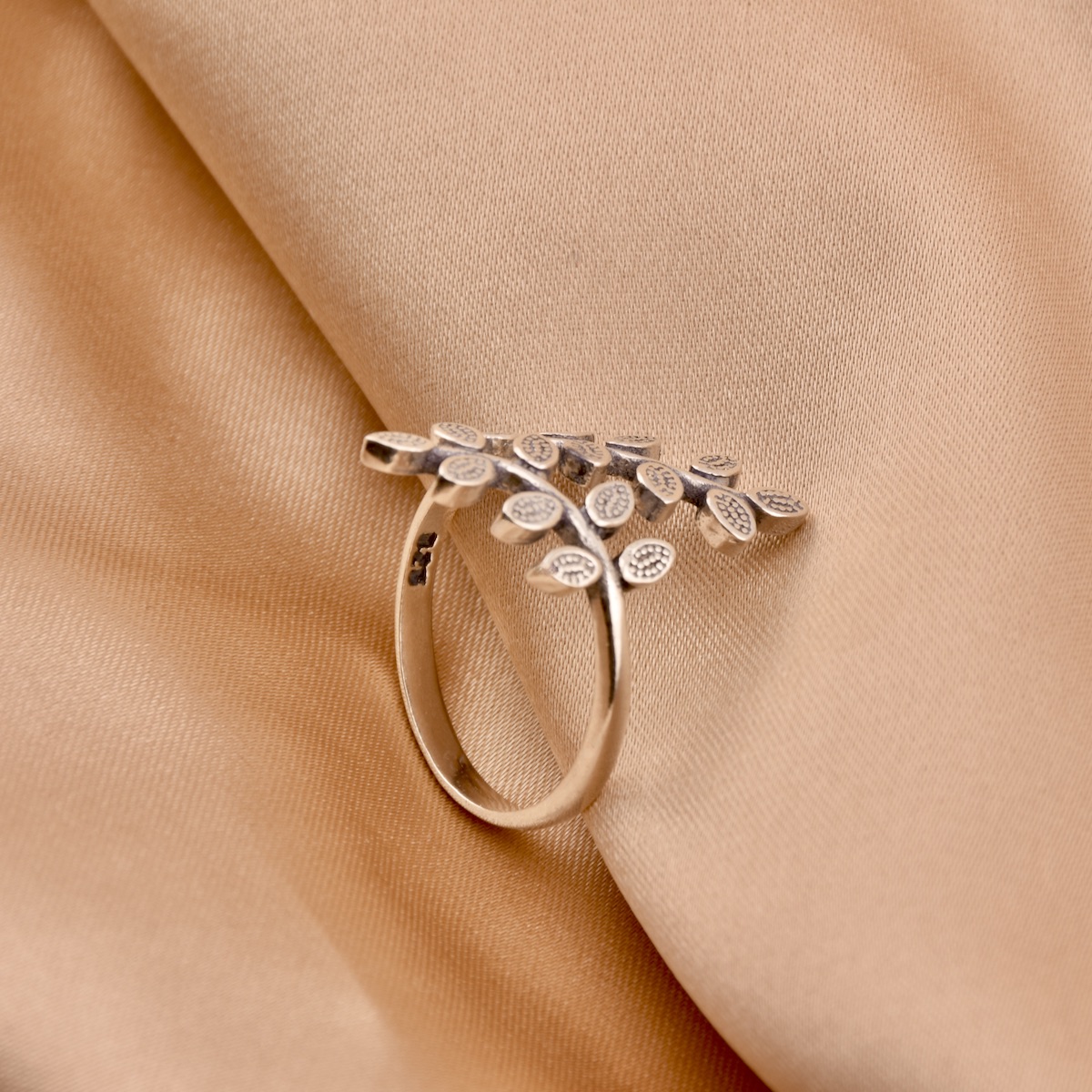 Sterling Silver 925 Leaf Wrap Ring "Rachilla" - Silver Image 2