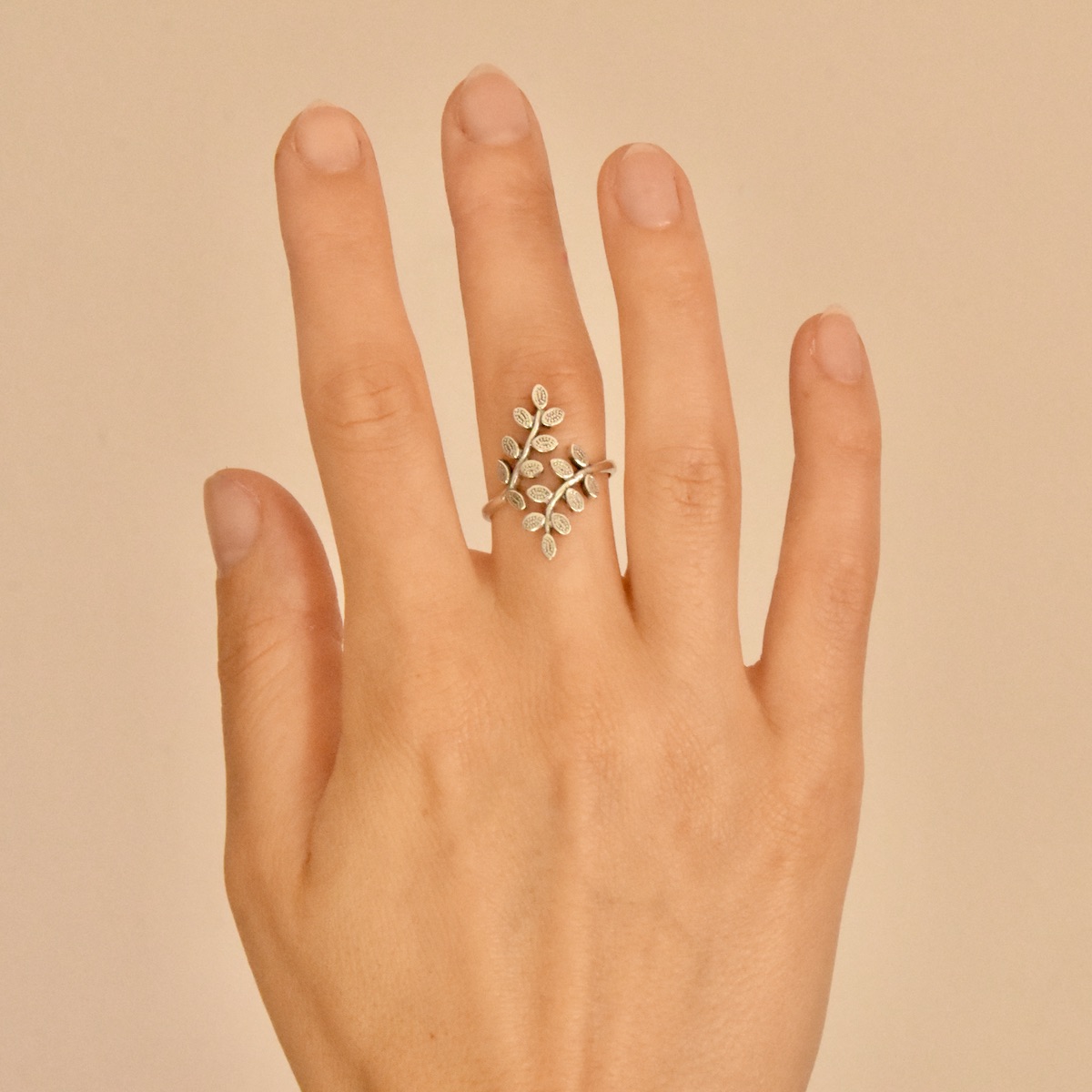 Sterling Silver 925 Leaf Wrap Ring "Rachilla" - Silver Image 3