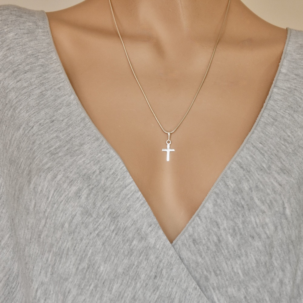 Sterling Silver 925 Cross Pendant "Petite Faith" - Silver Image 3