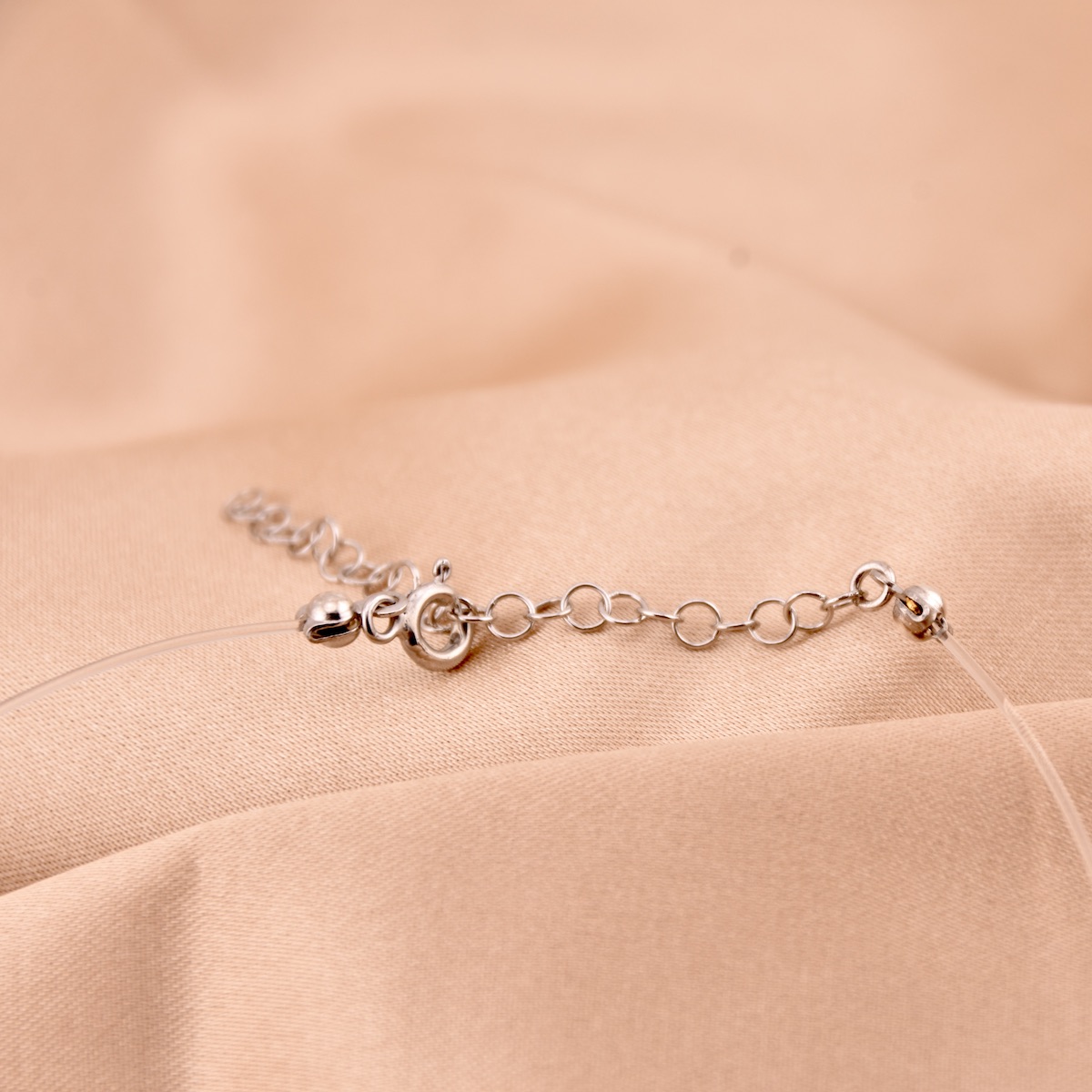 Sterling Silver 925 CZ Solitaire Cord Necklace "Lumière" - Silver Image 4