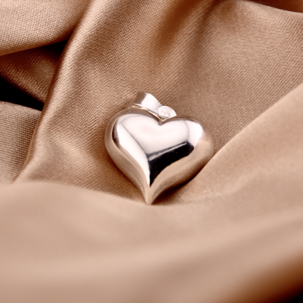 Sterling Silver 925 Puff Heart Pendant "Bubble" - Silver Image 2