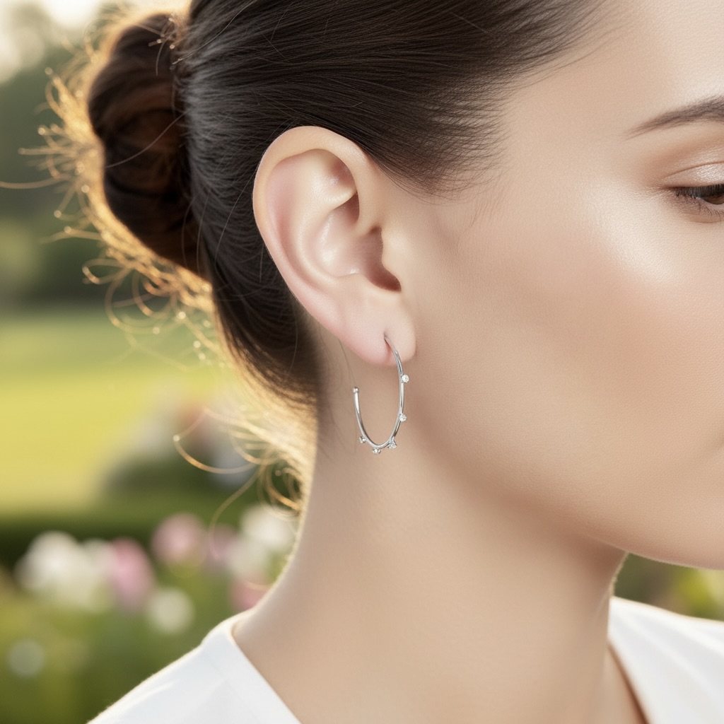 Sterling Silver 925 Hoop Stud Swarovski Crystal Earrings "Blink" - Image 3