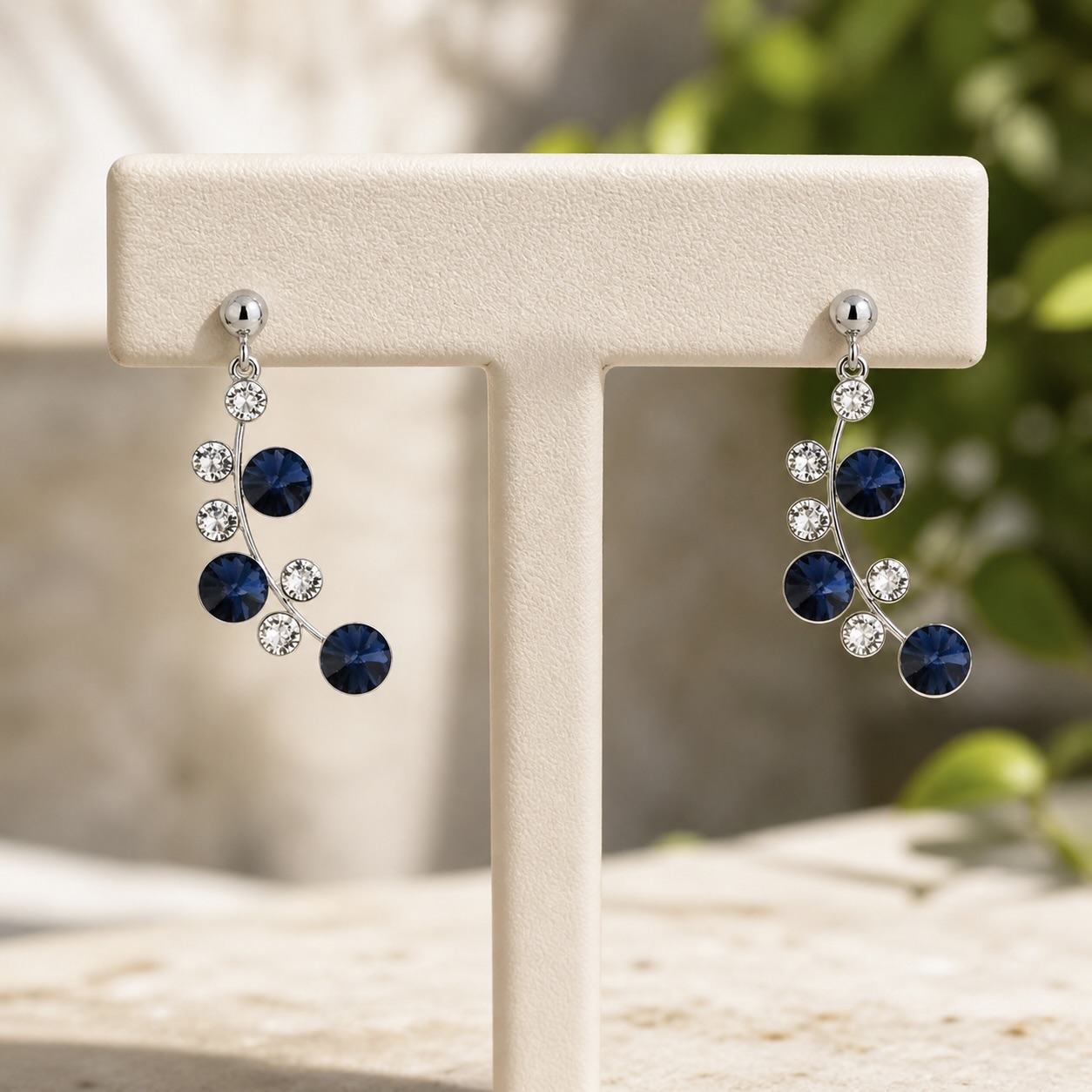 Sterling Silver 925 Stud Swarovski Crystals Drop Earrings "Calypso" - Image 2