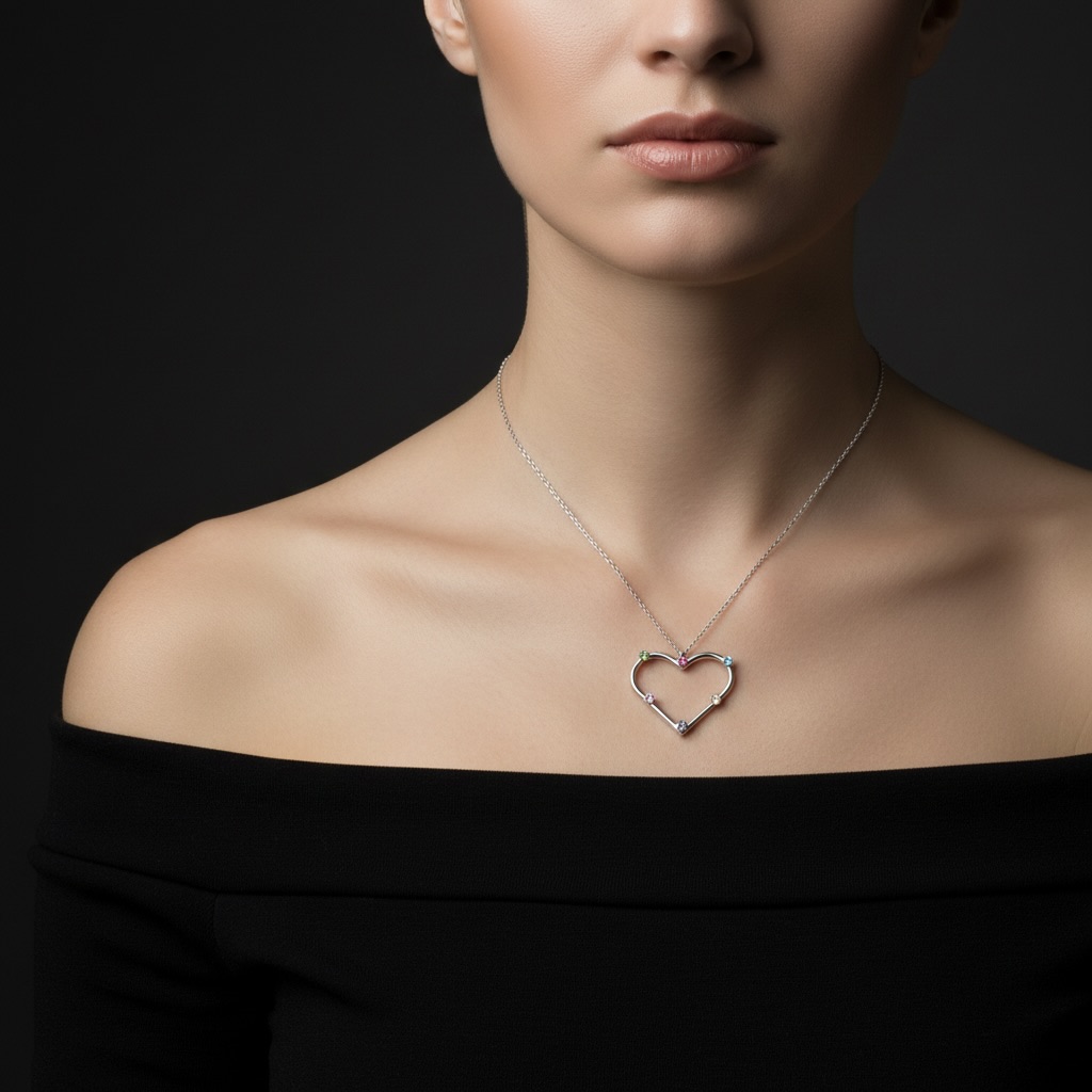 Sterling Silver 925 Heart Swarovski Crystals Necklace Pendant "Elysia" - Image 3