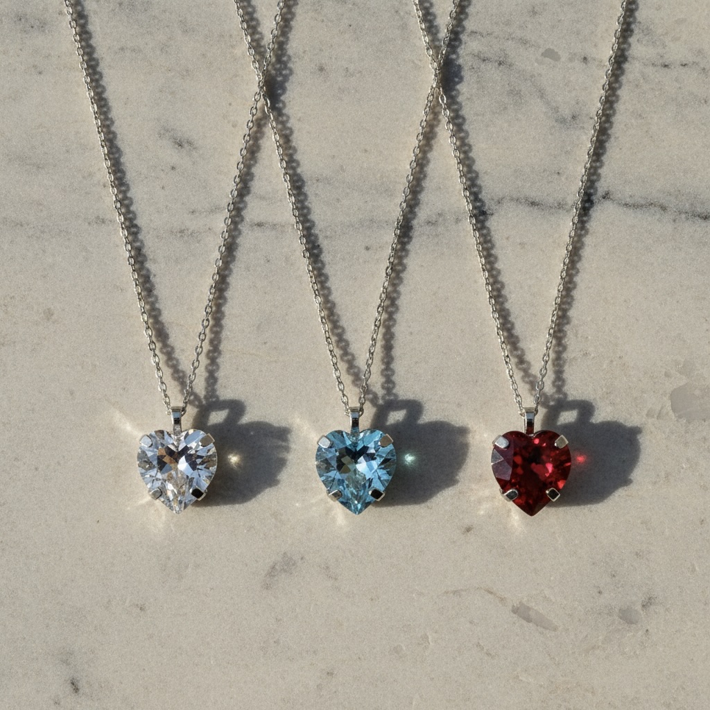 Sterling Silver 925 Heart Swarovski Crystal Necklace Pendant "Veritas" - Image 2