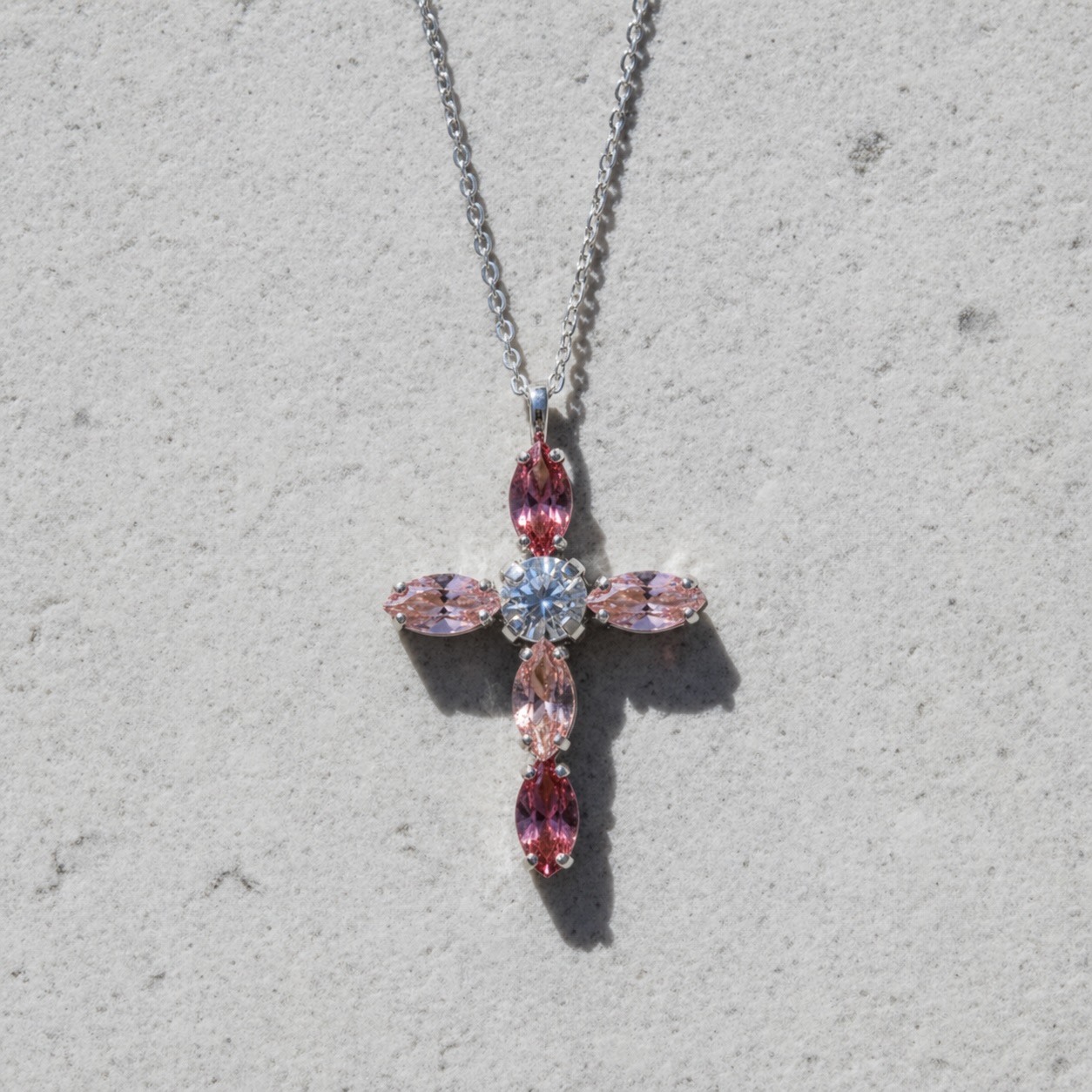 Sterling Silver 925 Cross Swarovski Crystal Pendant Necklace "Rosie" - Image 2