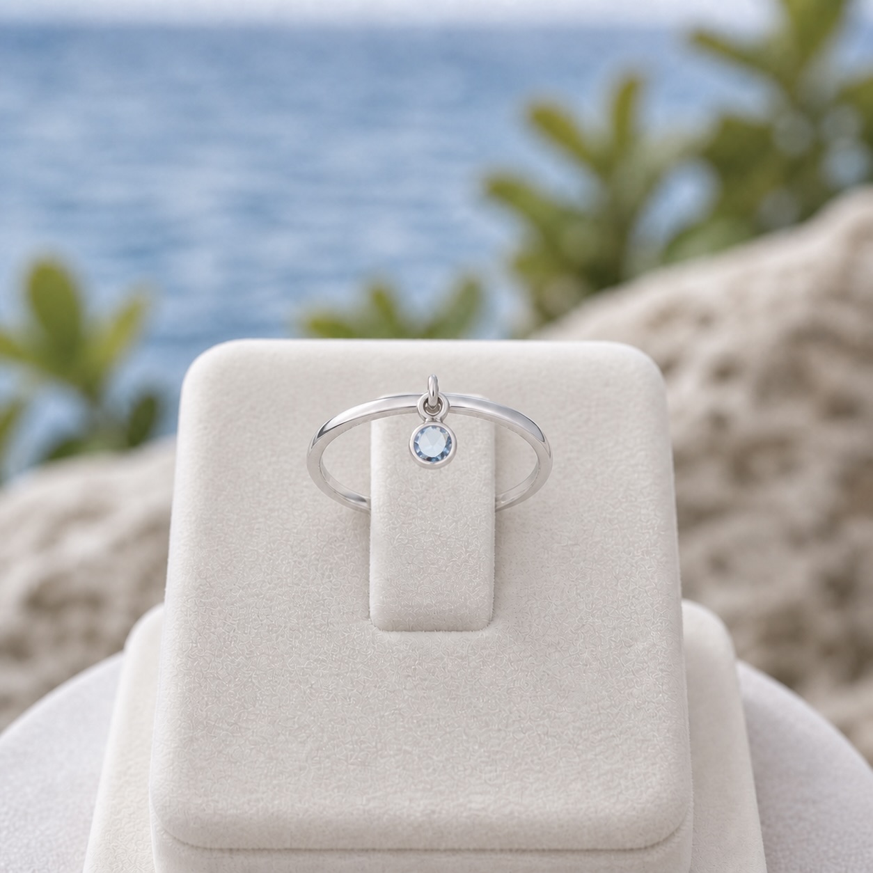 Sterling Silver 925 Adjustable Swarovski Crystal Ring "Drizzle" - Image 2