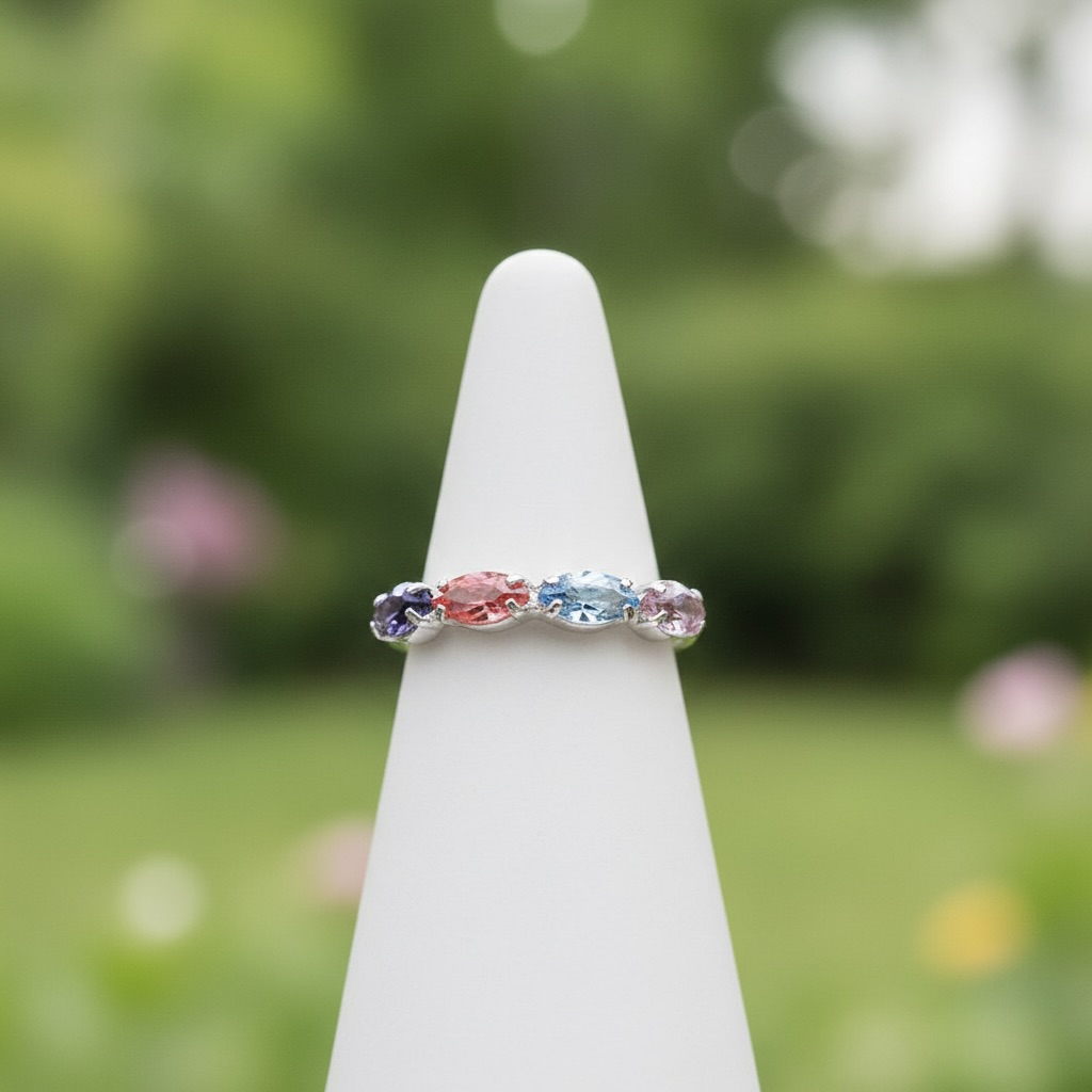 Sterling Silver 925 Adjustable Swarovski Crystal Ring "Enfys" - Image 2