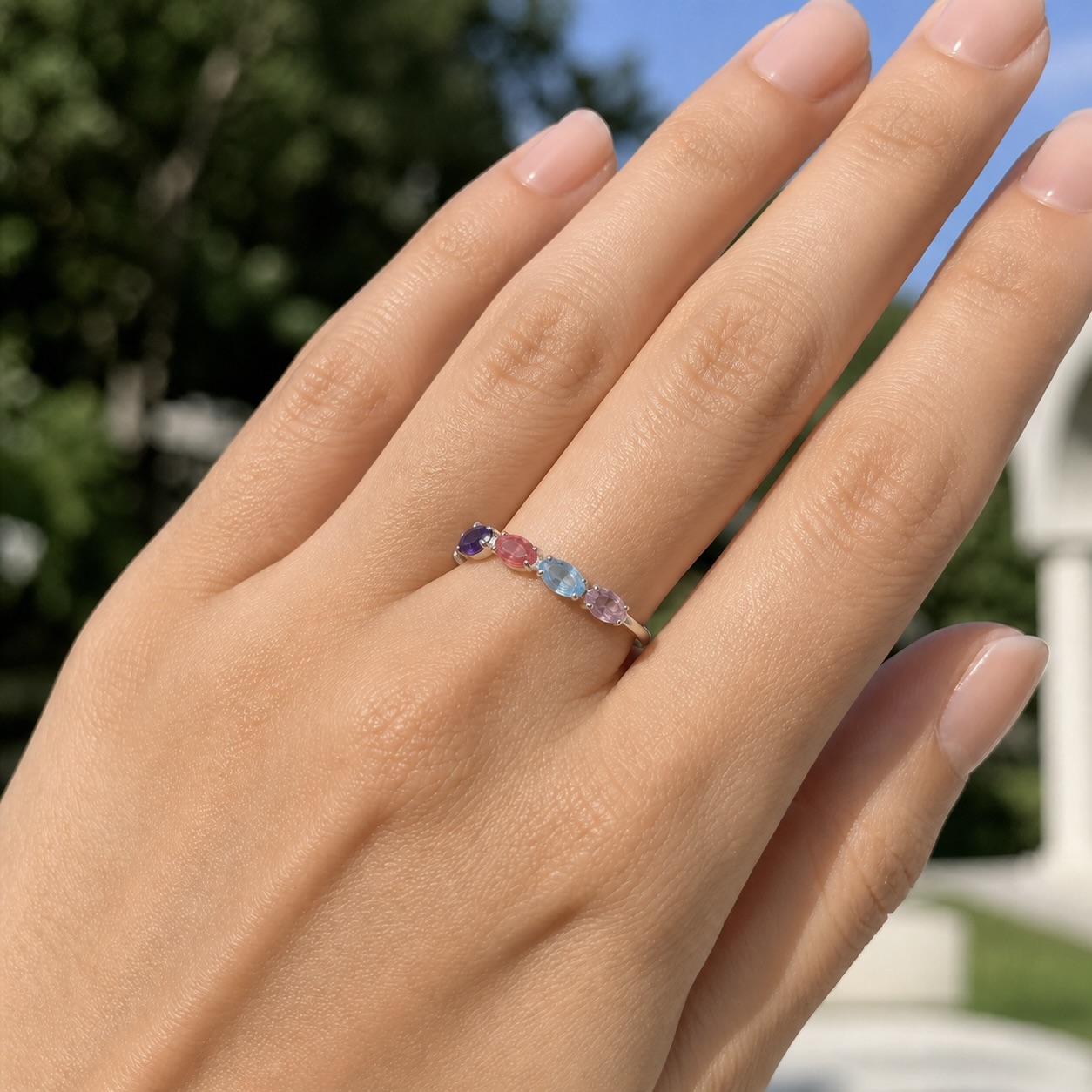 Sterling Silver 925 Adjustable Swarovski Crystal Ring "Enfys" - Image 3