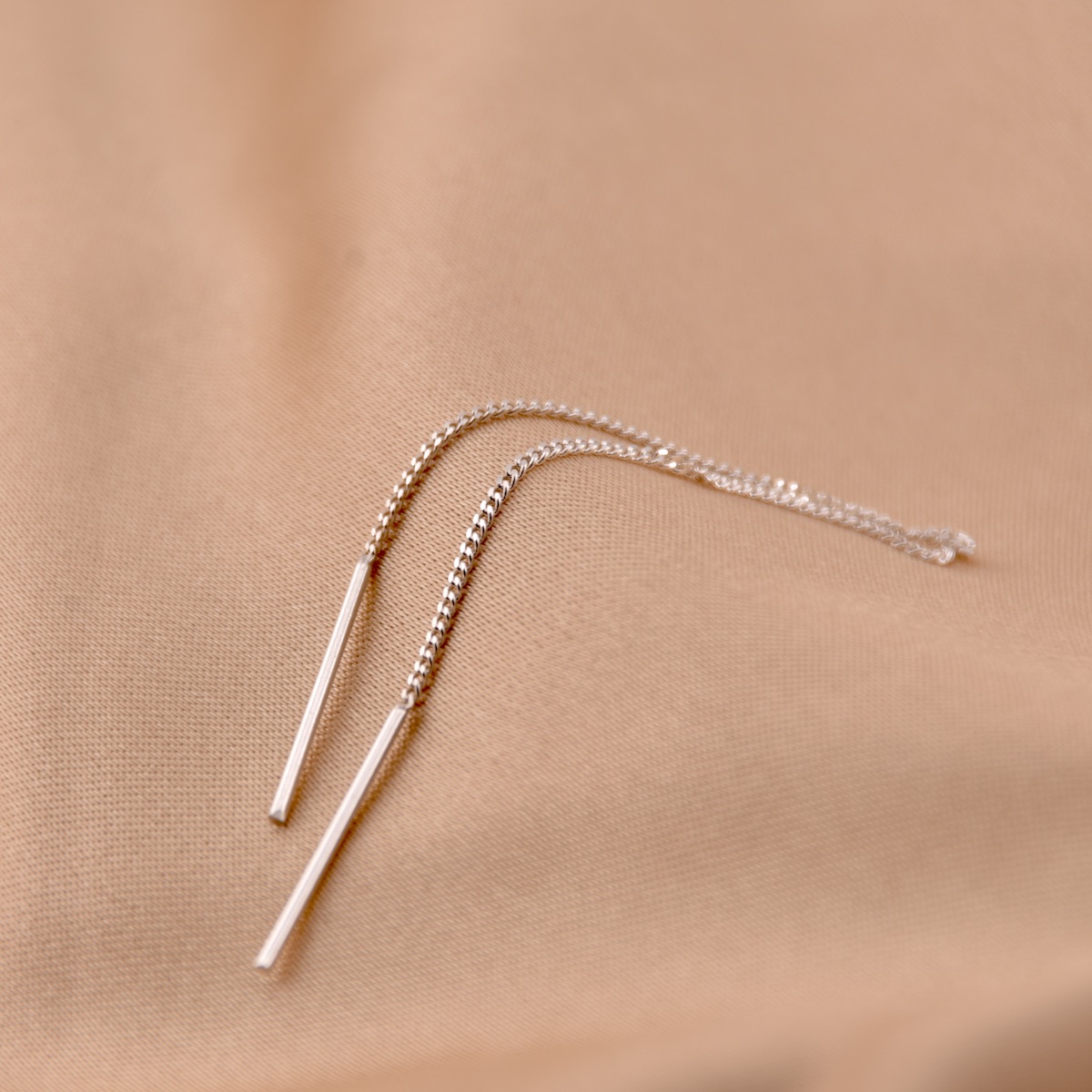 Sterling Silver 925 Threader Earrings "Gravity" - Silver Image 2