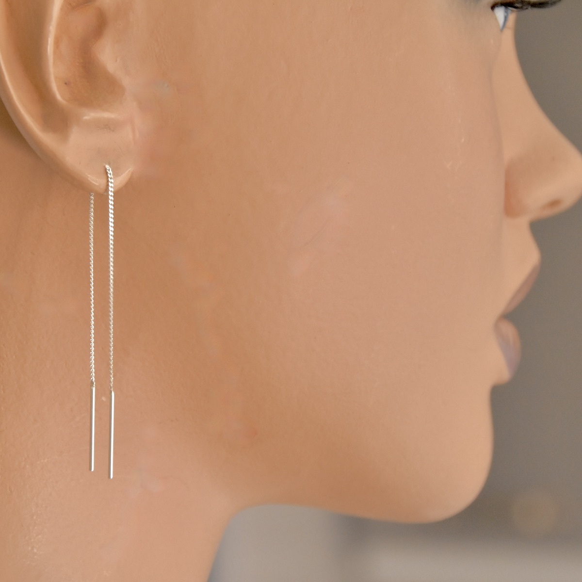 Sterling Silver 925 Threader Earrings "Gravity" - Silver Image 3
