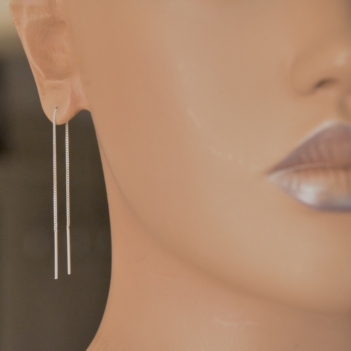 Sterling Silver 925 Threader Earrings "Gravity" - Silver Image 4