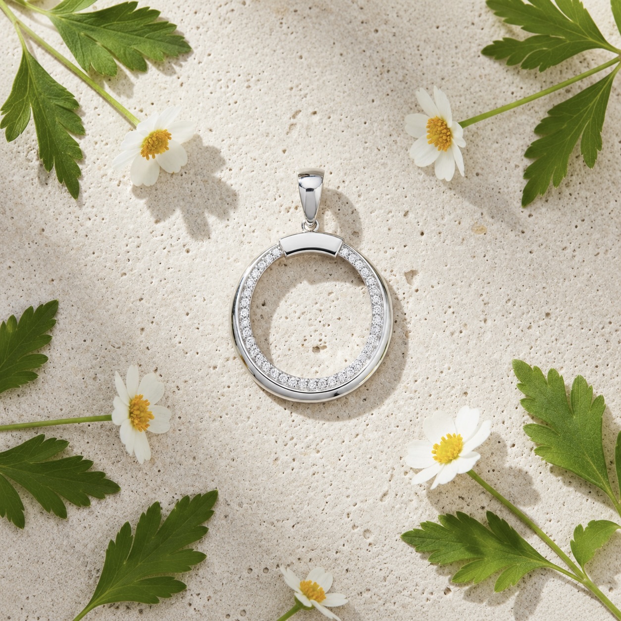 Sterling Silver 925 Open Circle CZ Pendant "Loran" - Image 2