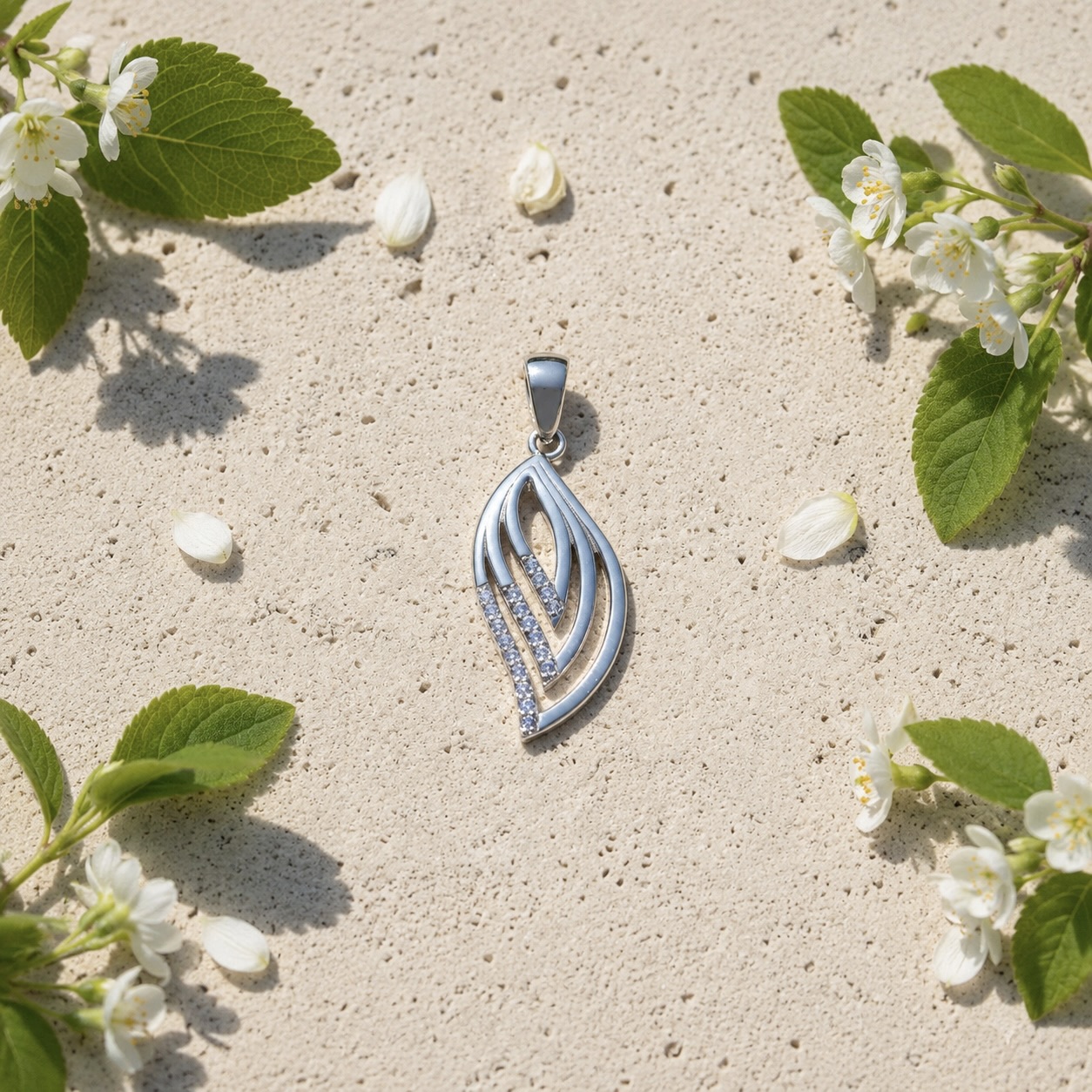 Sterling Silver 925 Fan Leaf Pendant "Flabel" - Image 2