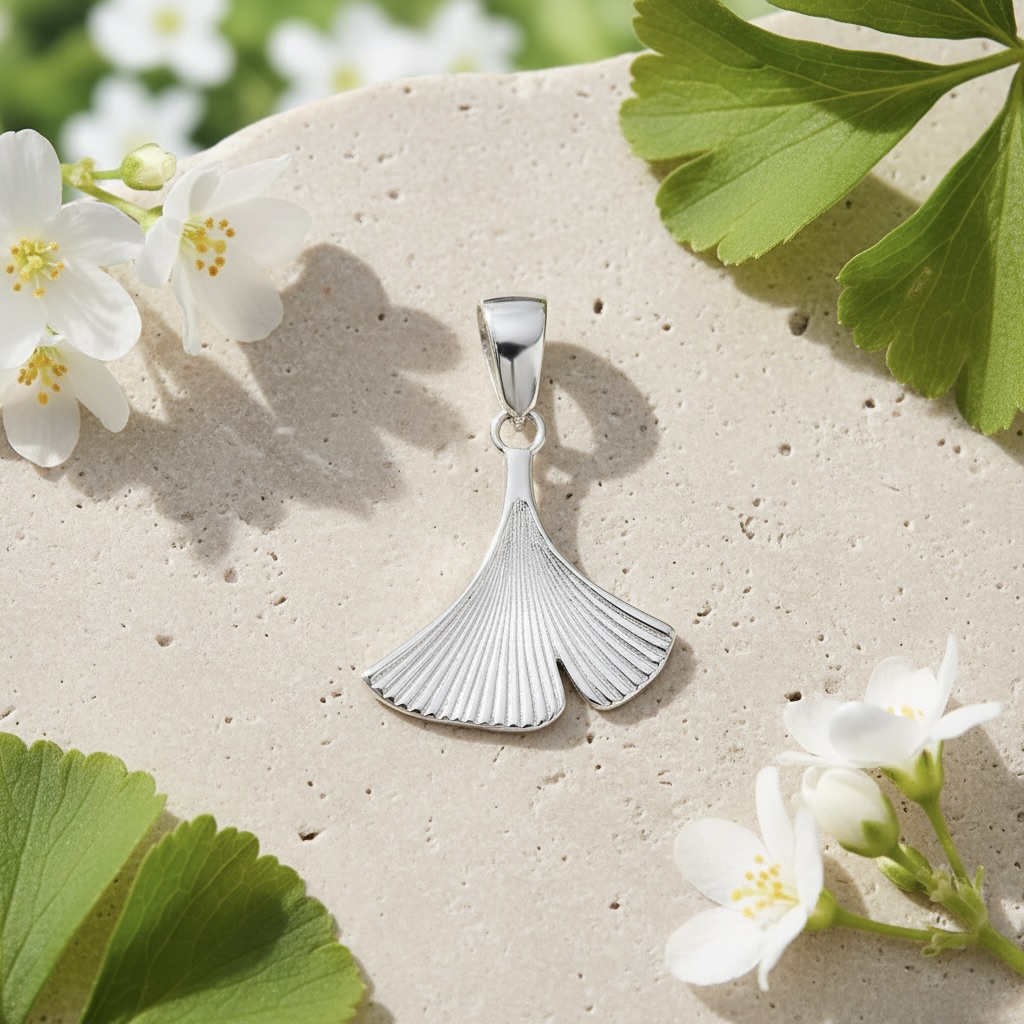 Sterling Silver 925 Fan Leaf Pendant "Flabel" - Image 2