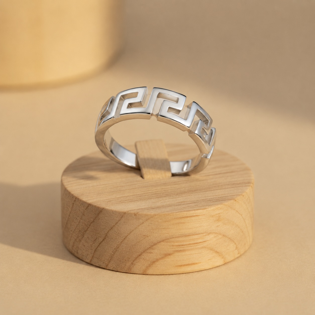 Sterling Silver 925 Greek Key Meander Band Ring "Elika" - Image 2