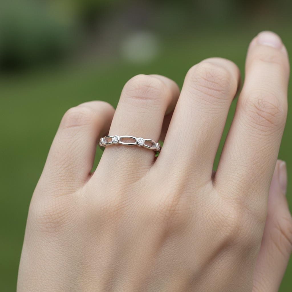 Sterling Silver 925 Sparkling Arch CZ Ring "Teya" - Image 3