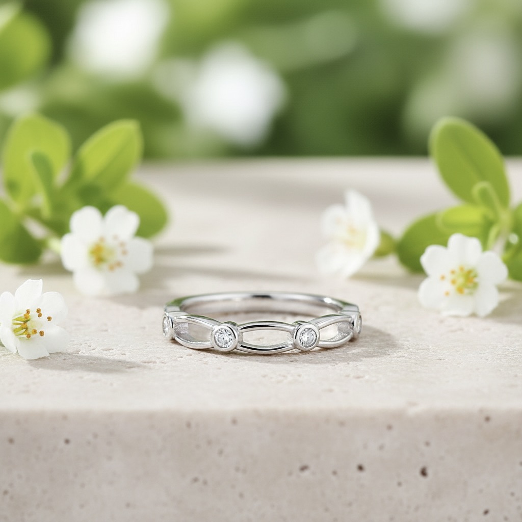 Sterling Silver 925 Sparkling Arch CZ Ring "Teya" - Image 2