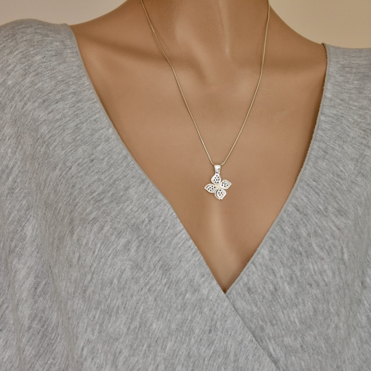 Sterling Silver 925 Four Leaf Clover Pendant "Shamrock" - Silver Image 4