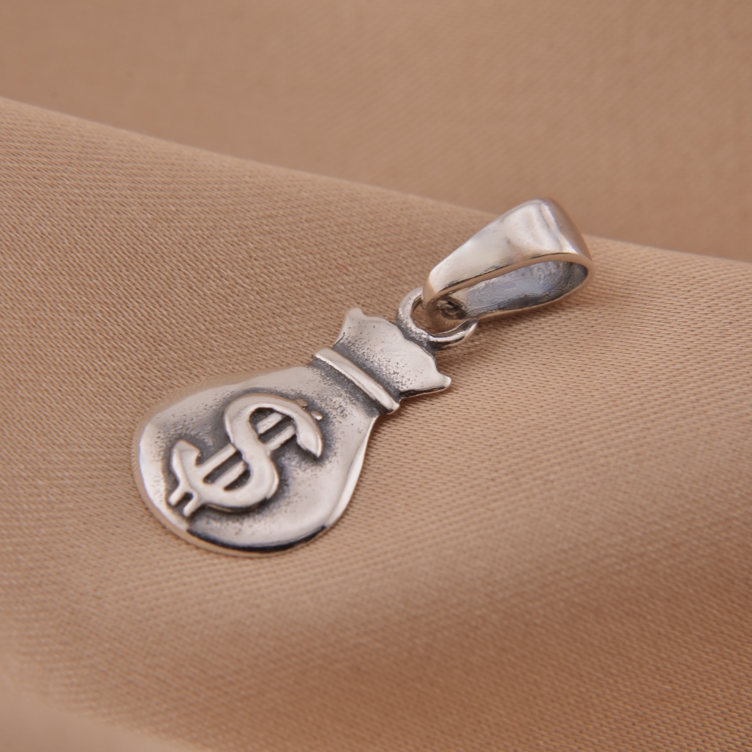 Sterling Silver 925 Money Bag Pendant "Good Fortune" - Silver Image 2