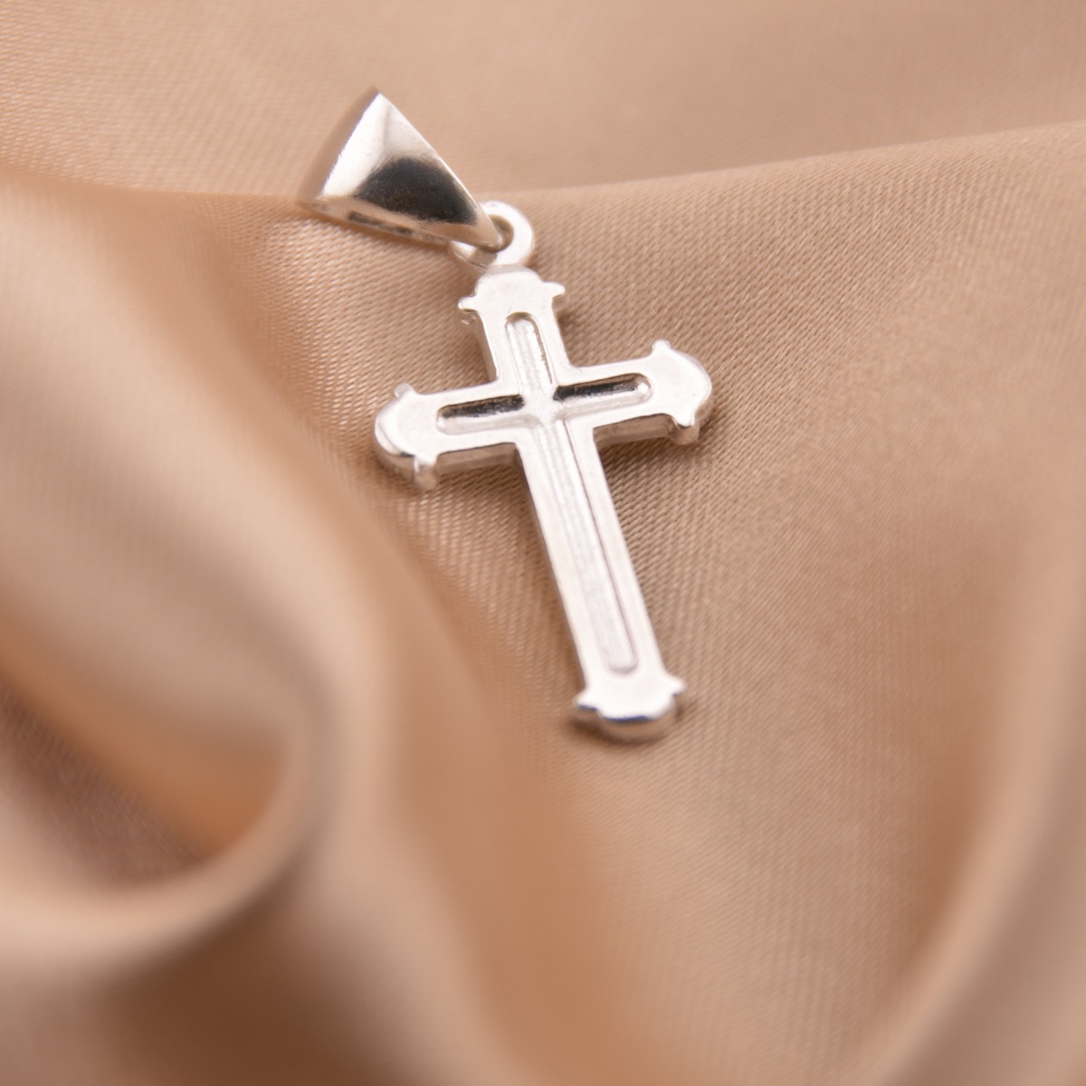 Sterling Silver 925 Petite Cross Pendant "Fidele" - Silver Image 2
