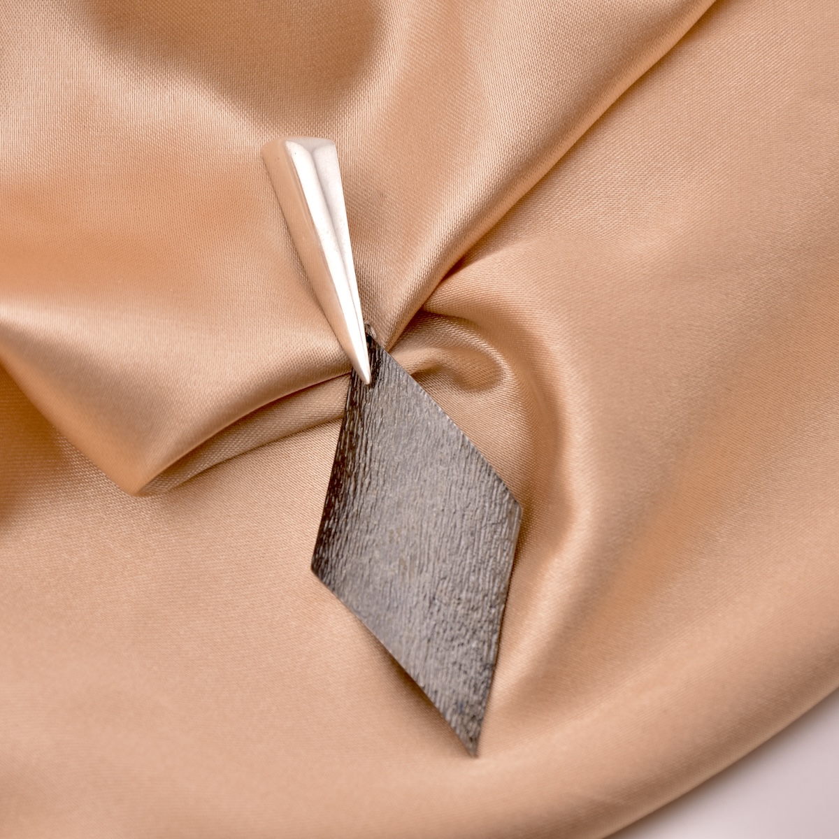 Sterling Silver 925 Textured Diamond Pendant "Callison" - Silver Image 2