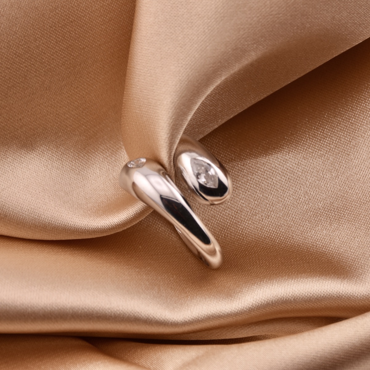 Sterling Silver 925 Marquise CZ Wave Ring "Allure" - Silver Image 2