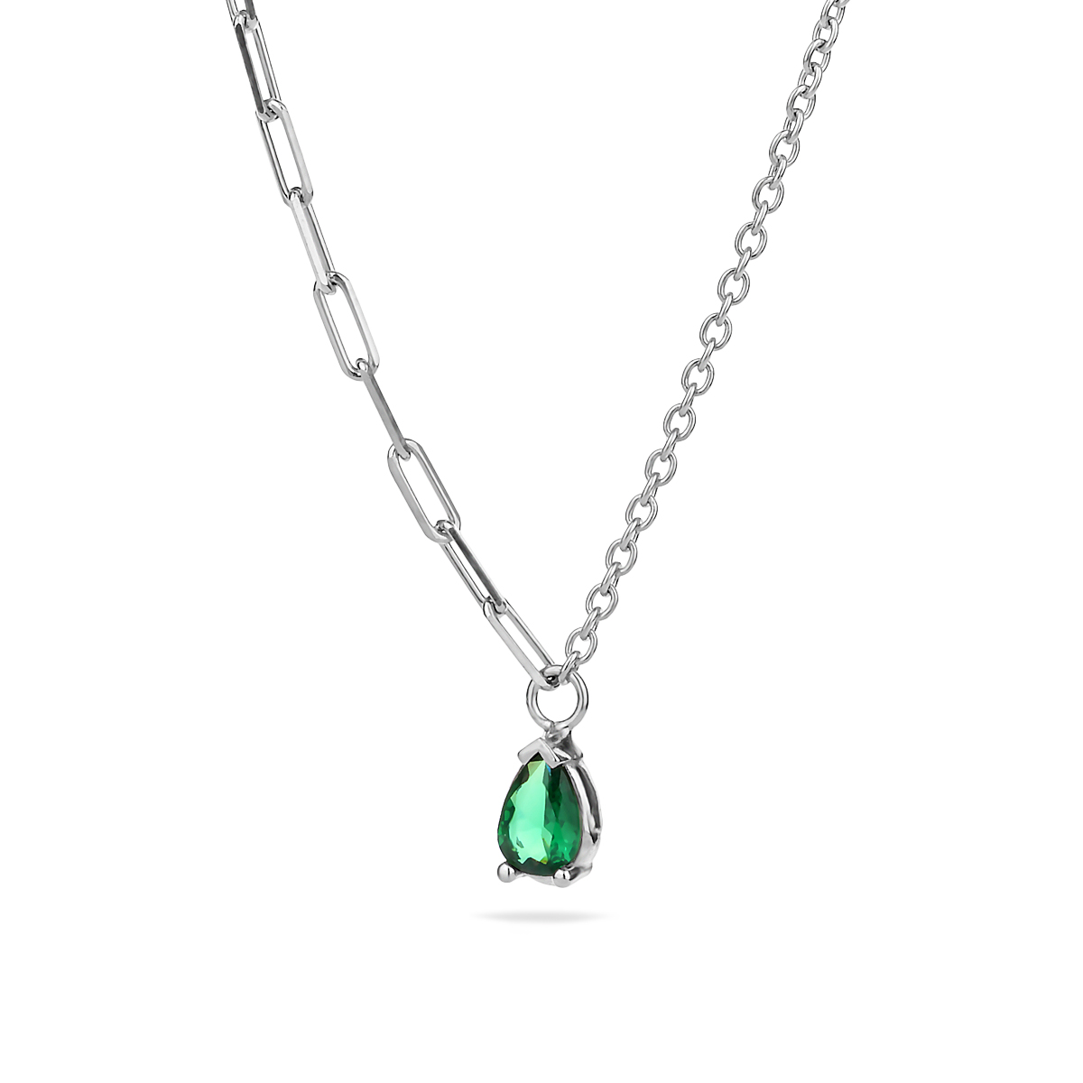 Sterling Silver 925 Teardrop Multicolour CZ Pendant Necklace "Spectrum" - Silver Image 3