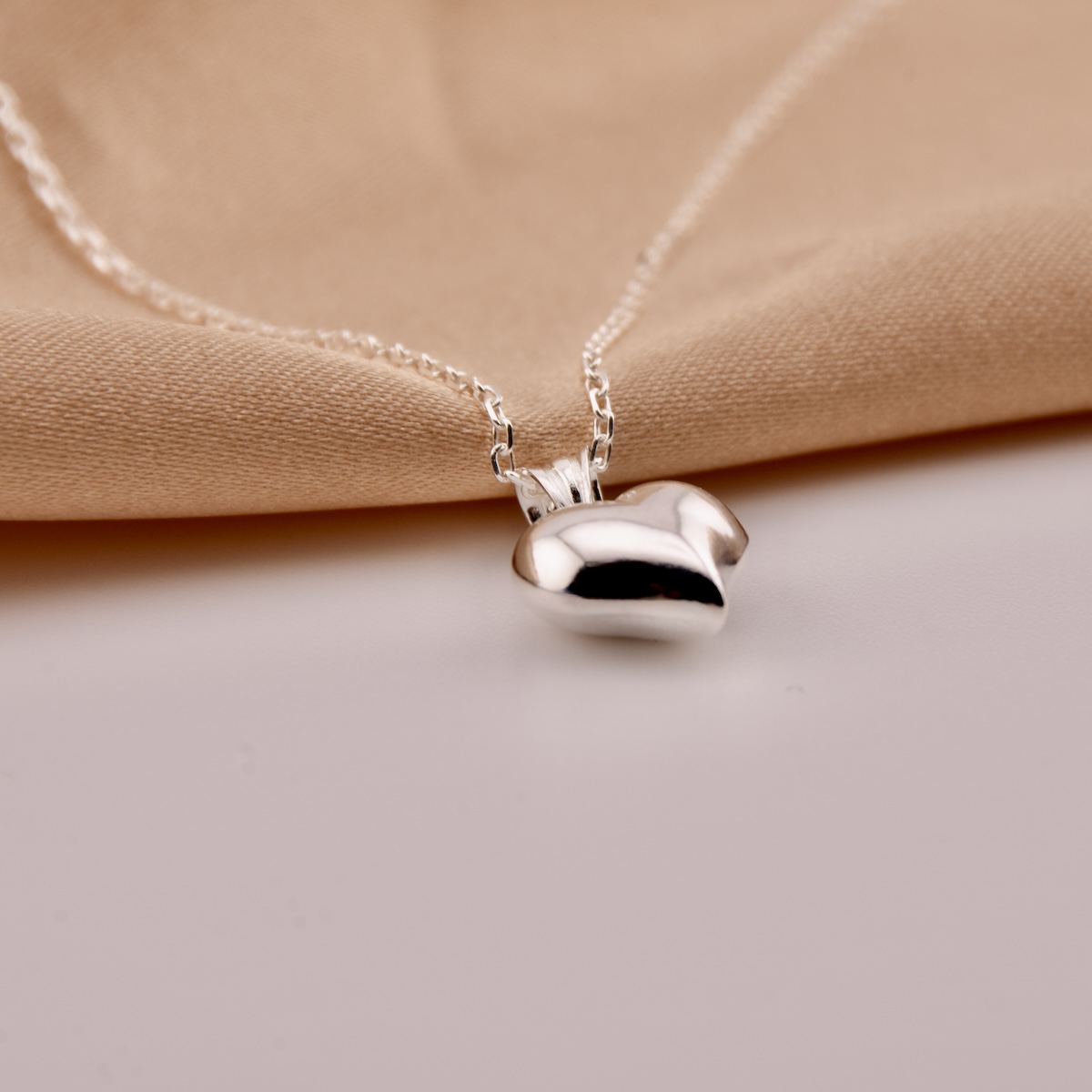 Sterling Silver 925 Petite Heart Necklace Pendant "Coeur" - Silver Image 2