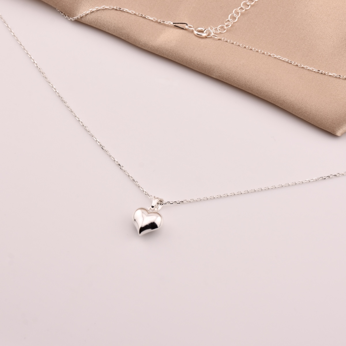 Sterling Silver 925 Petite Heart Necklace Pendant "Coeur" - Silver Image 3