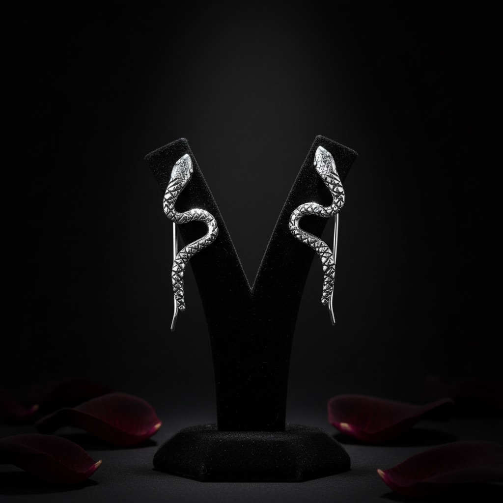 Sterling Silver 925 Snake Thread Earrings "Viper 2" - Image 2