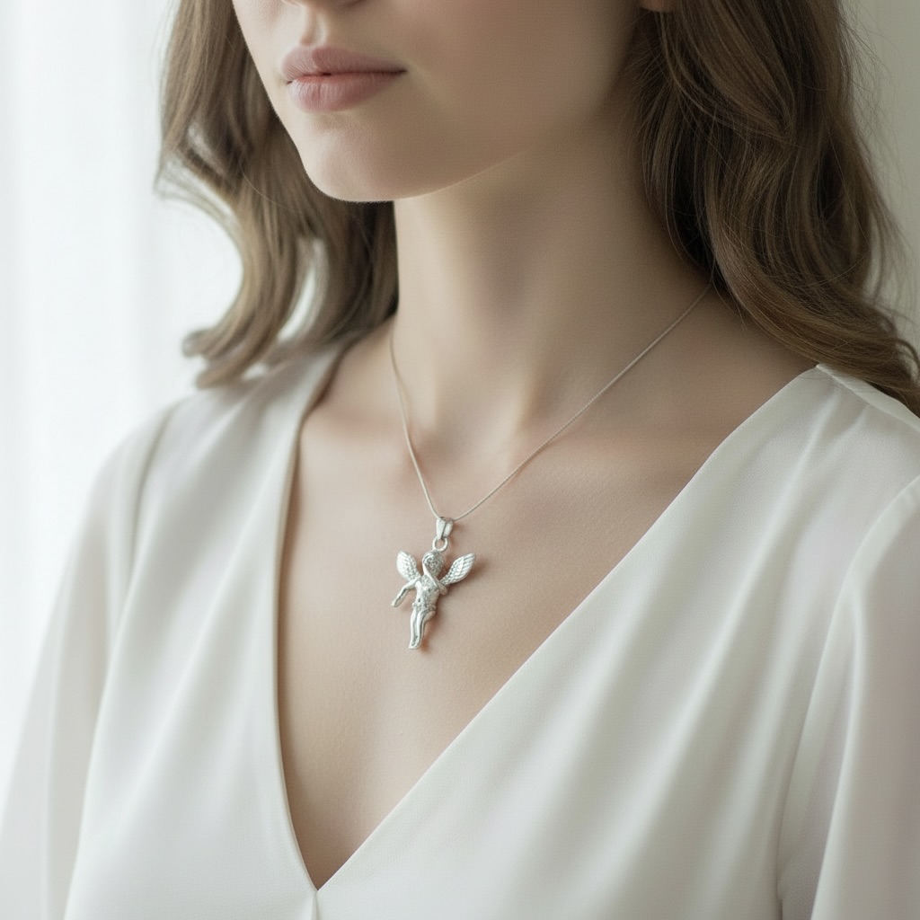 Sterling Silver 925 Guardian Angel Pendant "Blessed Light" - Image 3