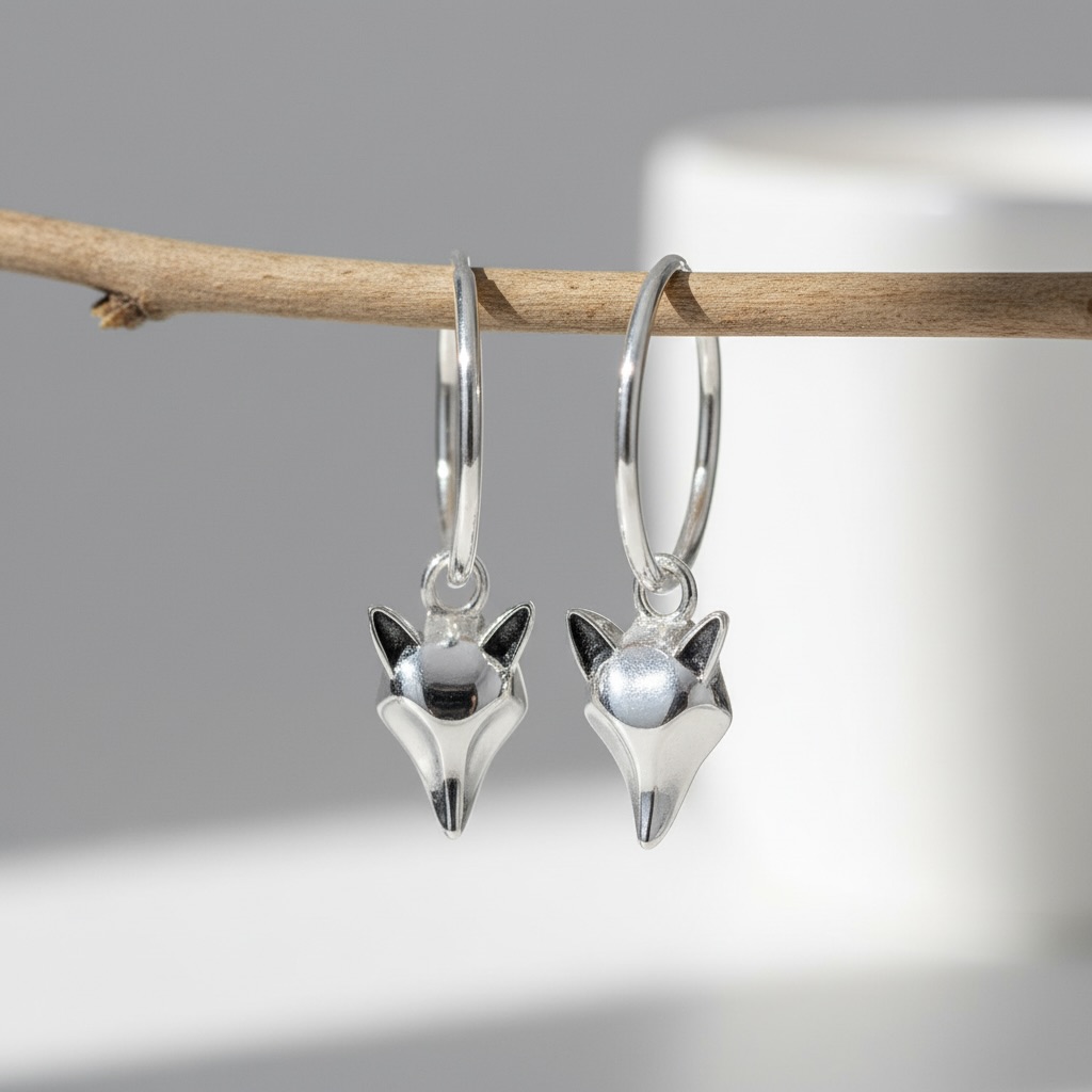 Sterling Silver 925 Fox Hoop Earrings “Sorrel” - Image 2